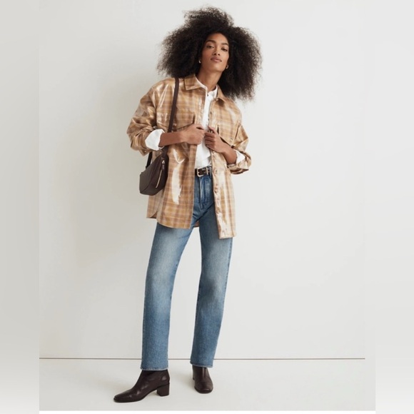 NWT • Madewell Laminated Oversized Shirt-Jacket in Yarn-Dyed Plaid •M - Picture 4 of 10
